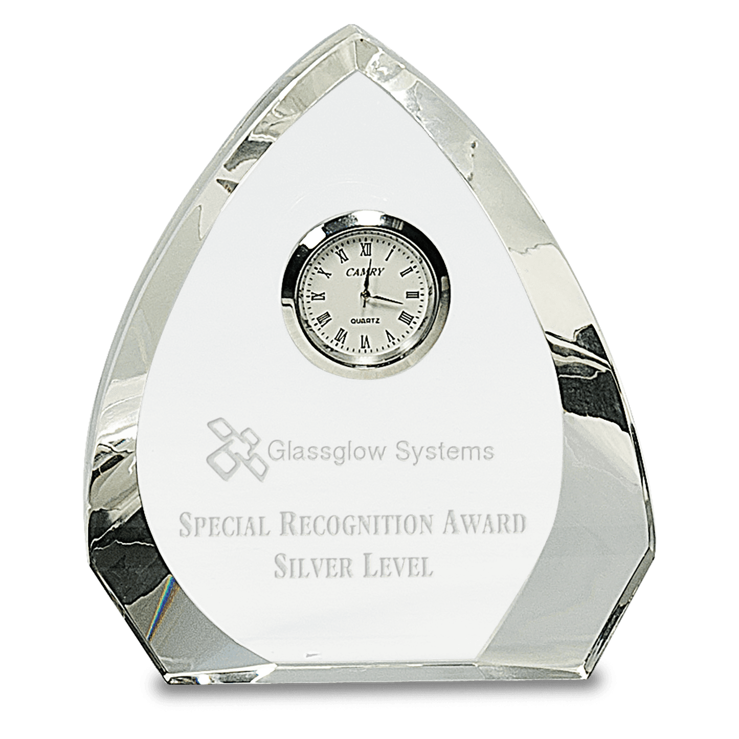 Clear Crystal Arch Clock Award