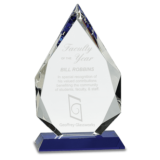 Diamond Crystal with Pedestal Base - Blue - Awards & More #