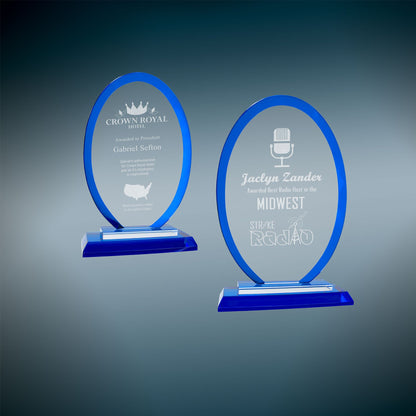 Oval Regal Glass - Blue - Awards & More #