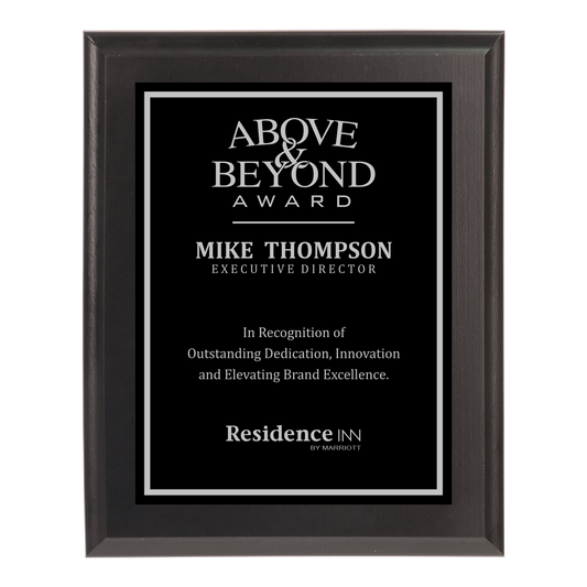 Classic Black Plaque - Black Plate with Silver Engraving - Awards & More #